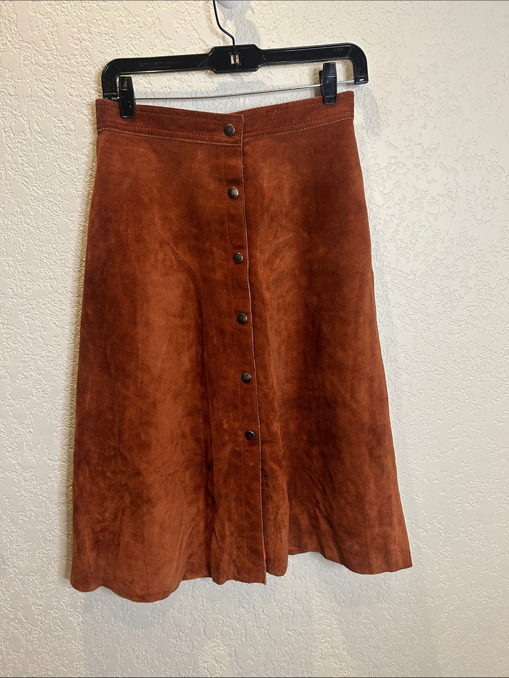 The Limited Rust Button-Front Suede A-Line Skirt